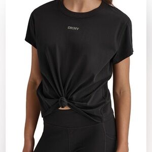 Free Yoga Bag W/Purchase NWT DKNY Compression Capri Leggings & Knot-Front T-Shir